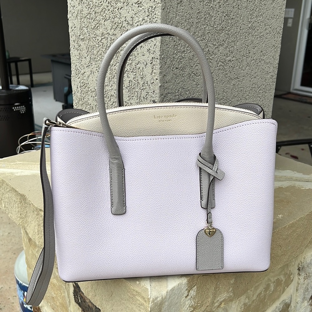 NWT Kate Spade Lavender, grey & cream satchel or tote. - Picture 12 of 13